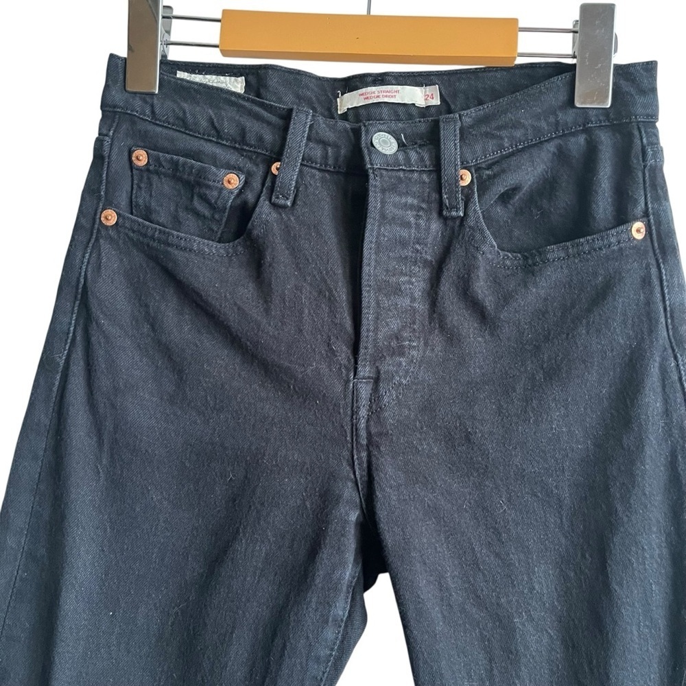 Levi’s Wedgie Straight Ankle Jeans Black Sprout W24 High Rise - Picture 3 of 15